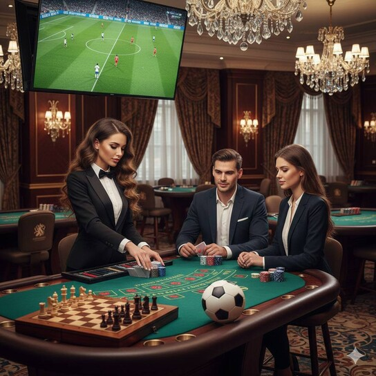 Luxurious casino interior with elegant lighting